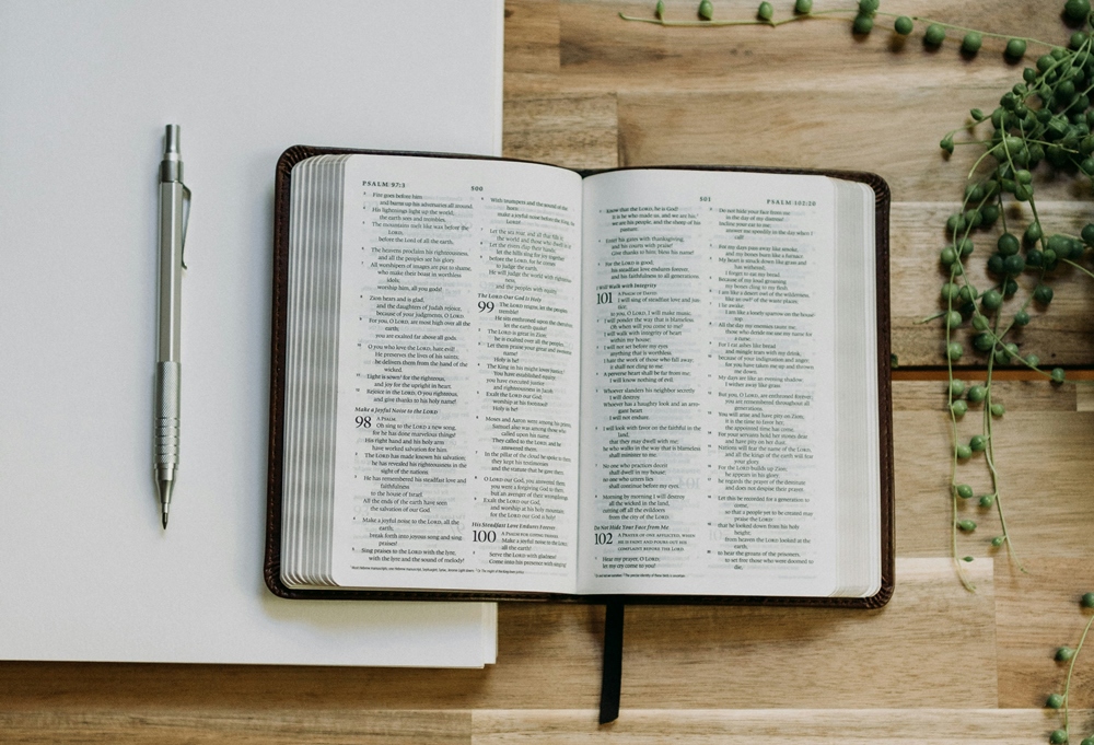 Photo of Bible on desk
